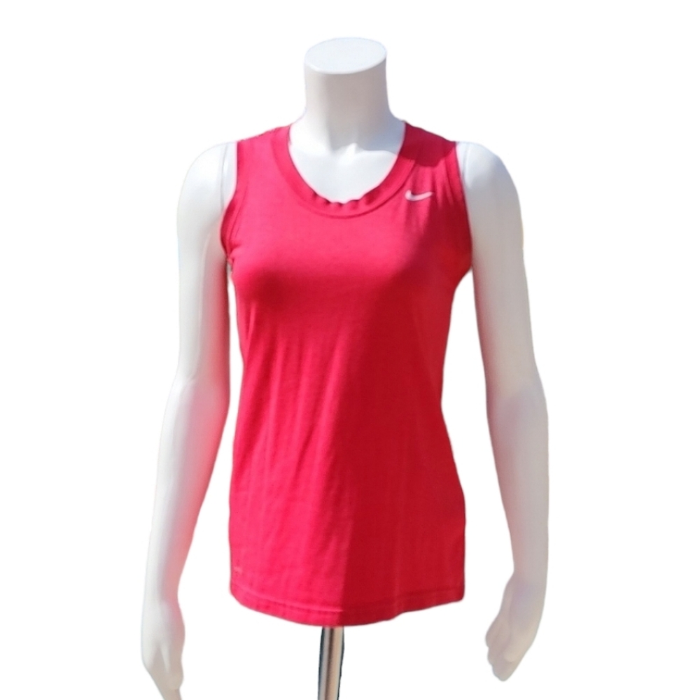 NIKE DRI FIT Dark Pink Fuscia Tank Top S Small Running Workout Reflective Shirt - Picture 9 of 12
